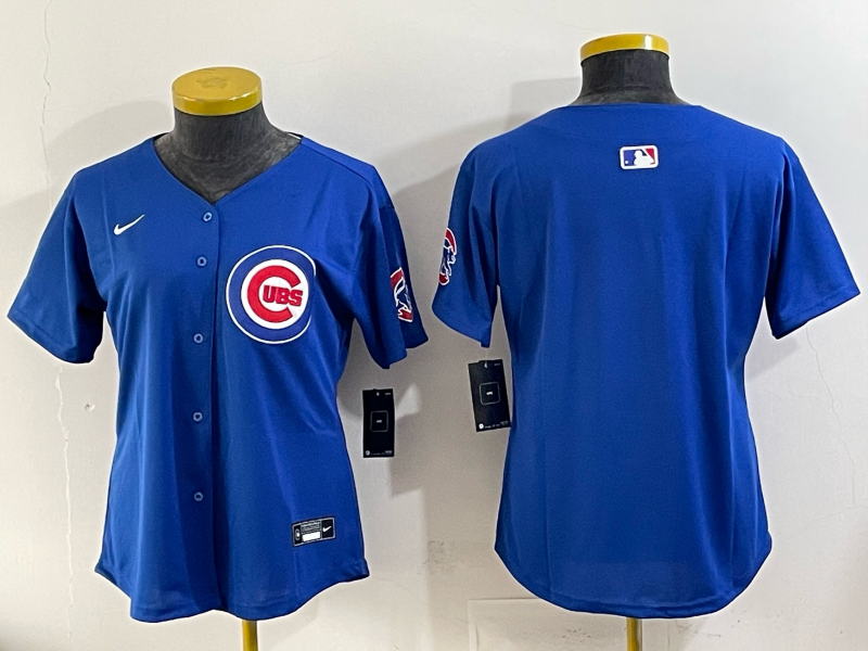 Women Chicago Cubs blank blue 2025 Nike MLB jersey 008->women mlb jersey->Women Jersey